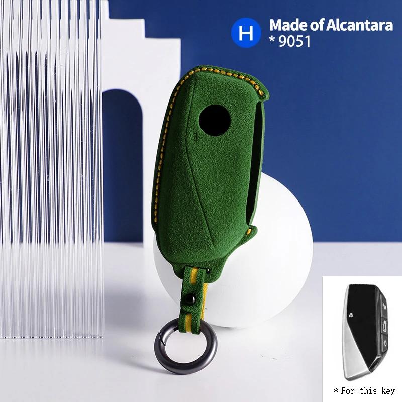 Interior Mouldings Alcantara Car Key Case Shell Cover For BMW Series 7 735 i 740 Li X7 X1 U11 2023 I7 G07 LCI XM Keychain Protec