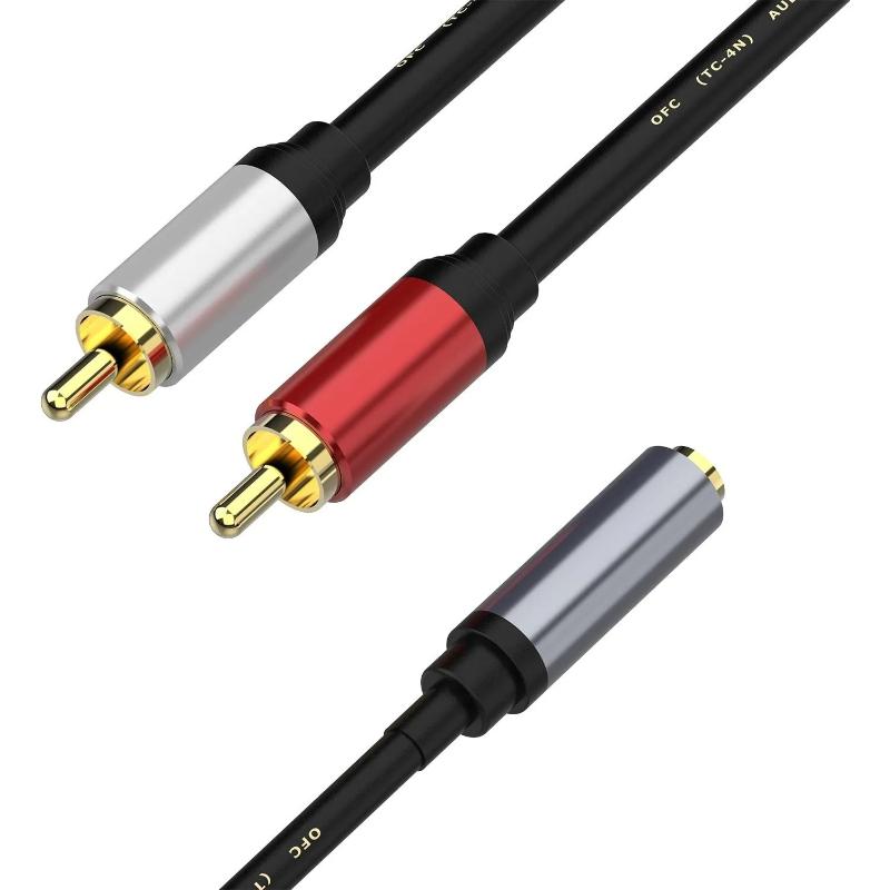 Stereo Audio Y Cable 2Rca Male To 3.5Mm Female Aux Jack Adapter Audio Cord For Computer Mp3 Phone Speaker Home Theater Dvd