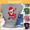 Women Santa Claus Dabbing Print T-shirt Soft Comfortable Christmas Short Sleeve Tee