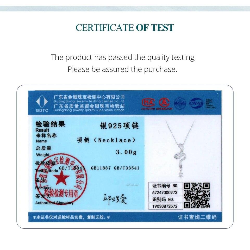 BAMOER 925 Sterling Silver Snake Pendant Necklace Pave Setting CZ for Women Adjustable Chain Link Fine Jewelry Party Gift