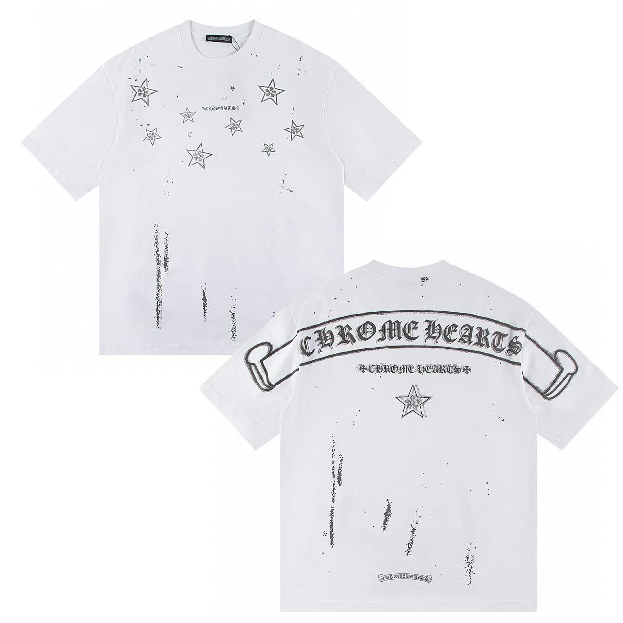 

W367 ХРОМІЗОВАНІ СЕРДЕЧКА 2025 Літня нова високоякісна бавовняна футболка вільного крою великого розміру для чоловіків та жінок, футболка для пар M