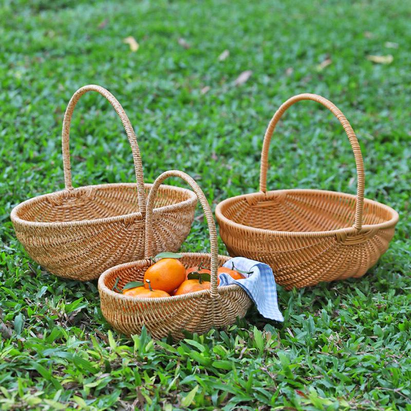 Rattan-Style Watermelon Basket for Shopping, Vegetables, Fruits, and Picnics