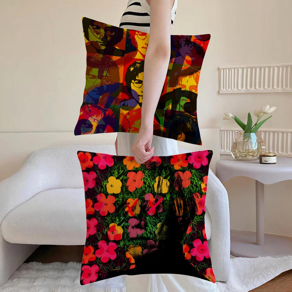 AAndy WWarhol Art Cushion Cover Antidustmite Pillowcase Invisible Zipper Silky Short Plush Sofa Cushion Cover
