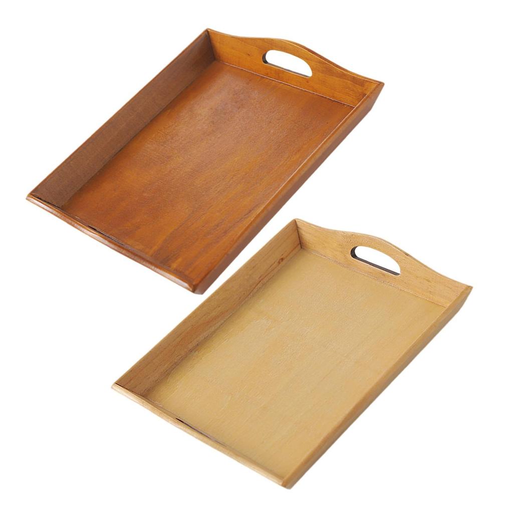 Rectangular Wooden Serving Tray for Coffee Table, Simple Storage Cafe, Party,