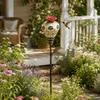 Plant-Themed Nectary-Bird Station with Pointed Ground Stake, Decorative Food or Water Point for Outdoor Lawn Placement