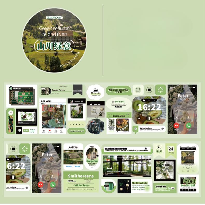 Sweet American Style Sticker Cute Floral Butterfly Music Player Phone Series Washi Tapes DIY Decor Scrapbook Journal Tappe