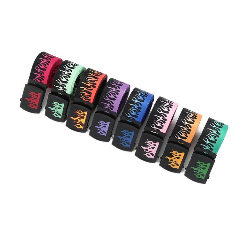 Wide Side Canvas Belt Canvas Men Waist Belt Fashion Flame Belt  Party