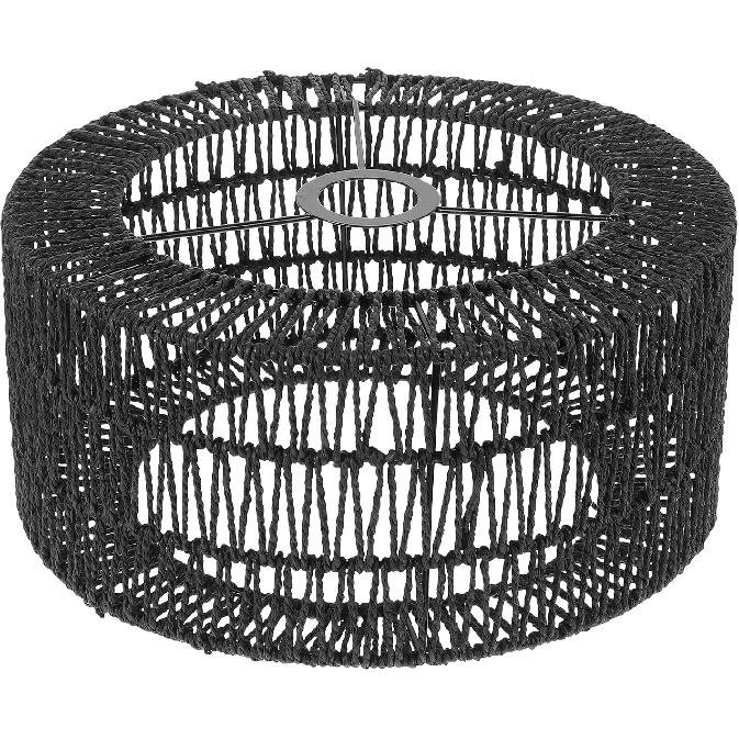 Rattan Lamp Shade:Boho Weave Lamp Shades Farmhouse Woven Lampshade for Floor Lamps, Pendant Light,Chandelier, 30.00X30.00X15.00CM, Black,