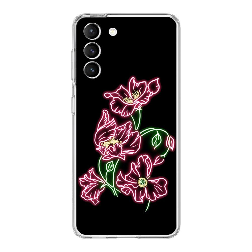 Flamingo Neon Flower Wave Art Phone Case For Samsung Galaxy S22 S21 S20 FE Ultra 5G S10 S10E S9 S8 Plus Note 10 20 Clear Cover