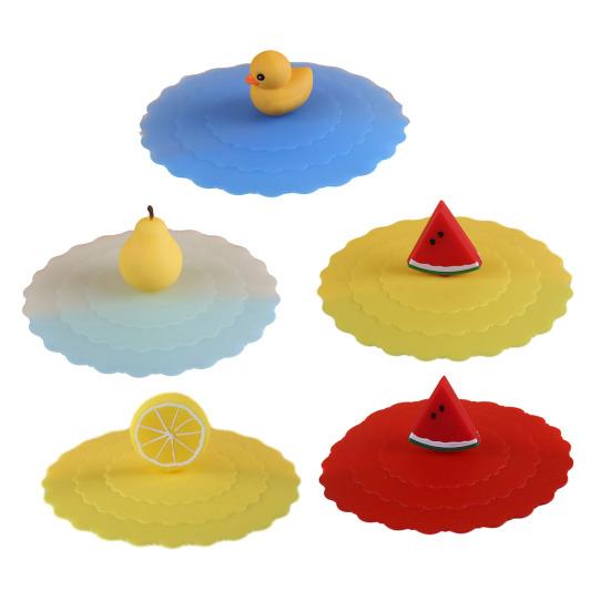 5Pcs Silicone Cup Lid Leak-Proof Heat-Resistant Cover for Glass Mugs Coffee Cups Food-Grade Odorless Cute Kitchen Accessory for Home