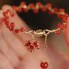 Jewelry Luxury Red Maple Leaf Stretch Shining Adjustable Gorgeous Temperament Bangle Bracelets Elegant Women Trend Accessories