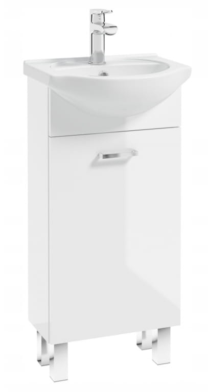 Bathroom Cabinet On Legs with a Washbasin 40x80cm, White Gloss, Laminated Mea