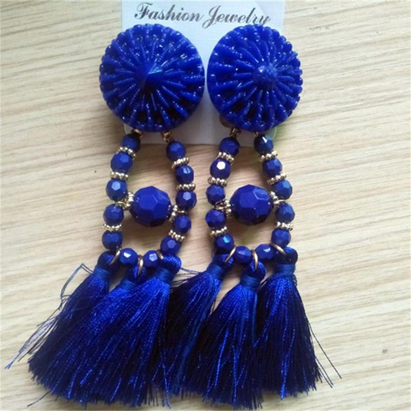 Punk Big Circle Hoop Long Tassel Earrings for Women Girls Steampunk Ear Clip Punk Style Earring Ear Ring