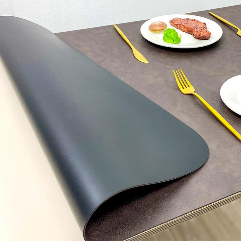 Large PU Leather Placemat Mouse Pad Double-Sided Desk Mat Faux Leather Texture for Office Study Writing Desk