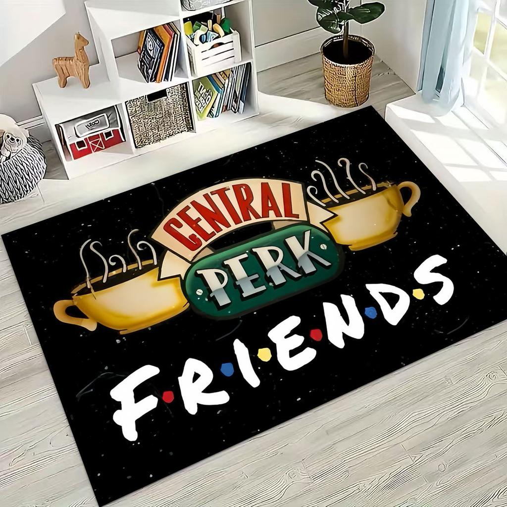 Klassisches Friends Central Perk Schild TV-Teppich für Schlafzimmer Wohnzimmer Sofa Zuhause Fußabtreter Dekor, Große rutschfeste Spielmatte für Kinder