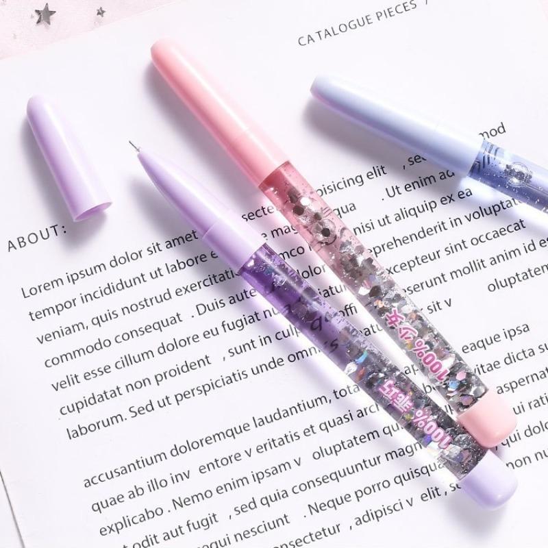 2Pcs Cute 0.5mm Ballpoint Pen luxury Drift Sand Glitter Crystal MultiColor Creative Ball Gift School Office Supplies