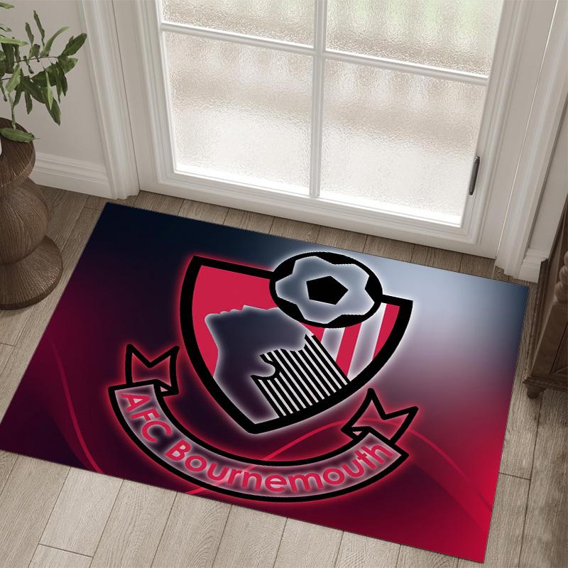 Bournemouth Football Design Crystal Velvet Carpet Cozy Non?Slip Printed Rug For Bedroom Living Room Entrance