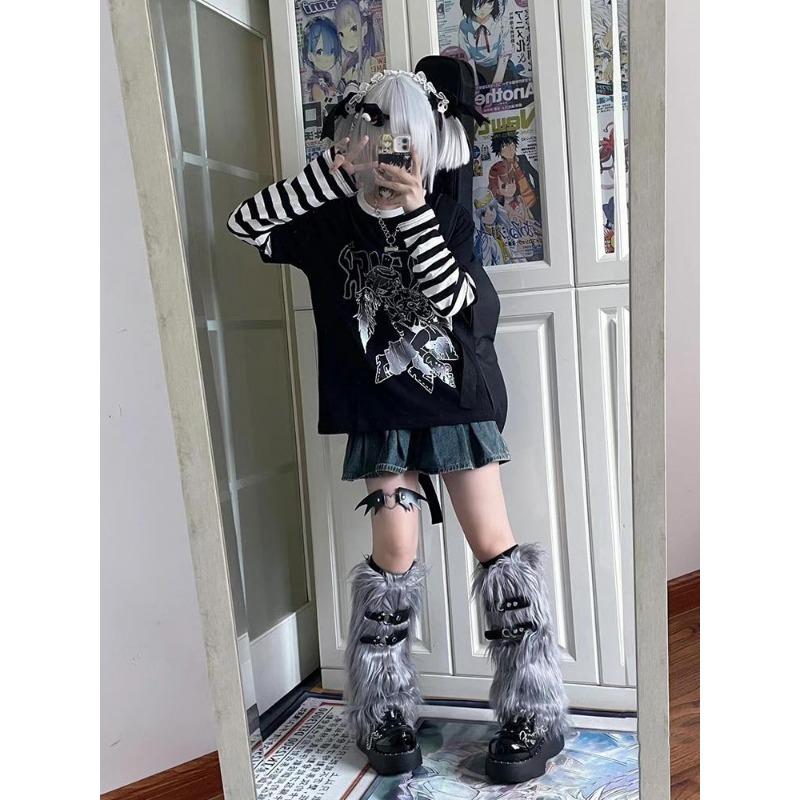 Fake Two Pieces Patchwork Y2k Harajuku T-shirts Autumn Long Sleeve Letter Print T-shirt Oversized Casual Japanese Women Tops