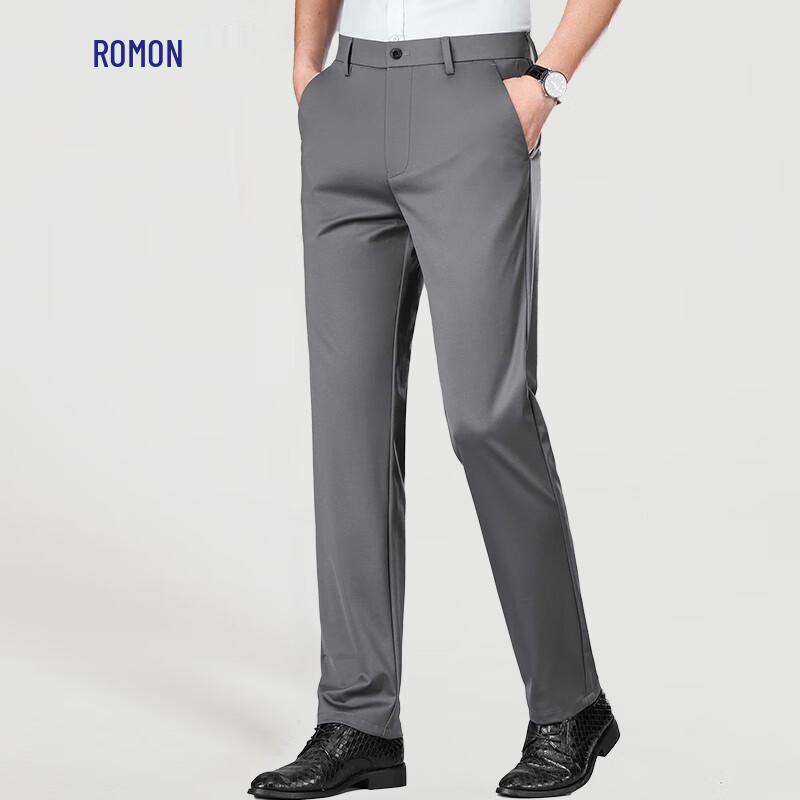 Romon Men's Summer Silk-Blend Sun Protection Ice Silk Straight-Leg Trousers