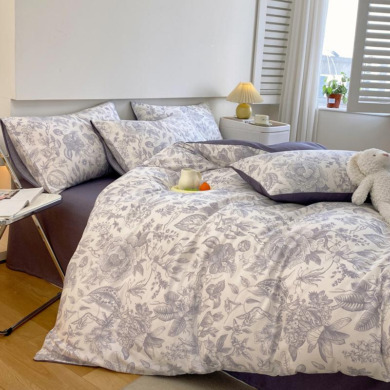 Luxury 100% Cotton Floral Duvet Cover Set 3-Piece (1 Duvet Cover + 2 Pillowcases) - Wrinkle-Free, Hotel Quality Bedding Set
