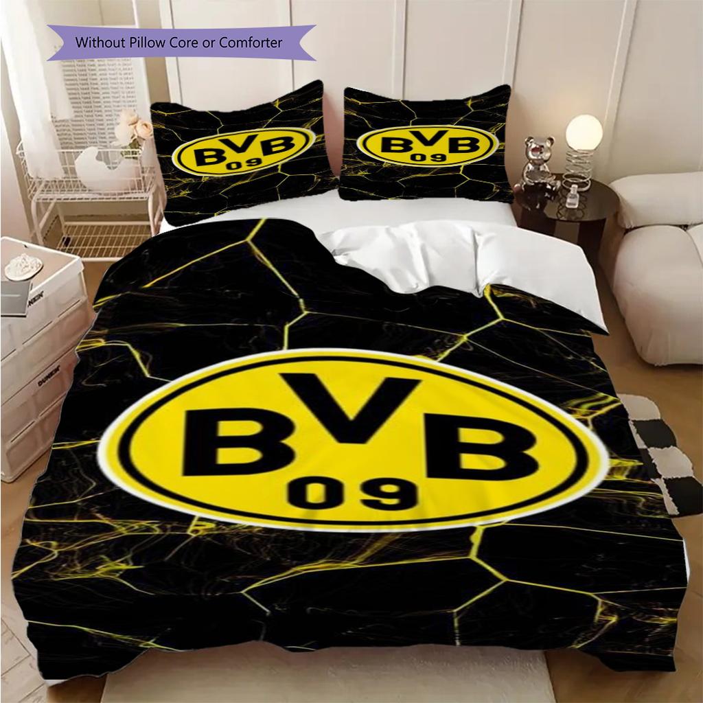 Biancheria da letto vibrante con emblema del Dortmund (1 * copripiumino + 2 * federa, senza nucleo) Set biancheria da letto 2D Piatto Regalo di Natale Compleanno Morbido e Confortevole
