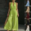 Summer New Women's French V-neck Halter Vest Jumpsuit, European American Style Fashion Elegant Commuter Casual Romper