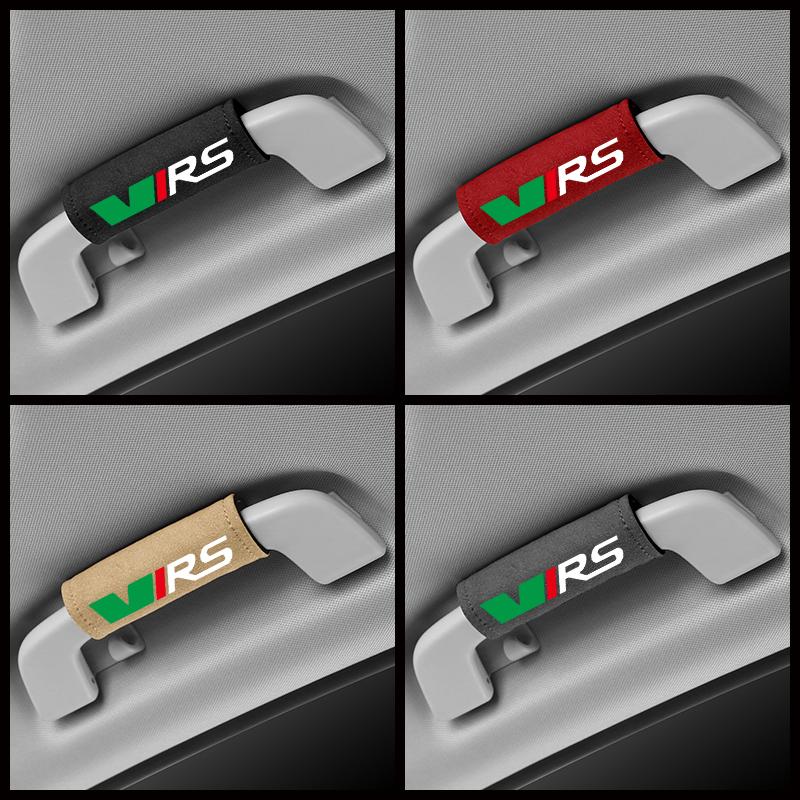1pc Leather Car Roof Armrest Pull Protection Cover Gloves Door Handle Decoration For Skoda VRS Octavia Kamiq Kodiaq Accessories Lcvr69