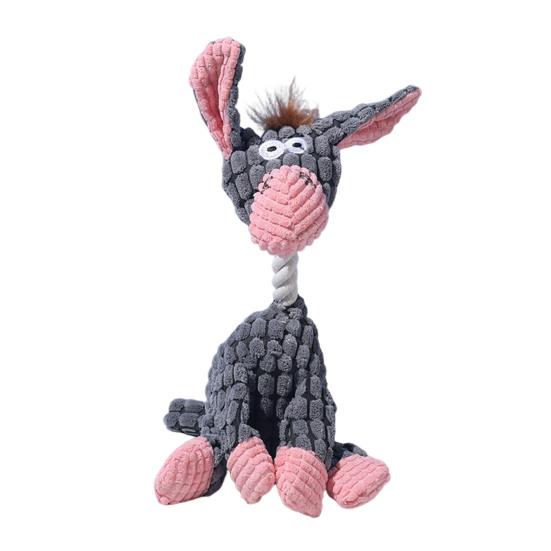 Plush Animal Dog Toy Squeaky Donkey Dog Giraffe Dog Chew Toy Stuffed Animal Toy for Puppy Teething Interactive Tug-of-War C