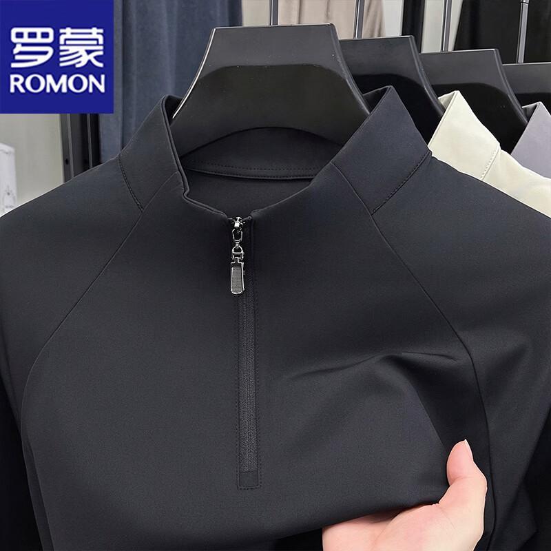 ROMON Men's Long-Sleeve Casual Polo Shirt