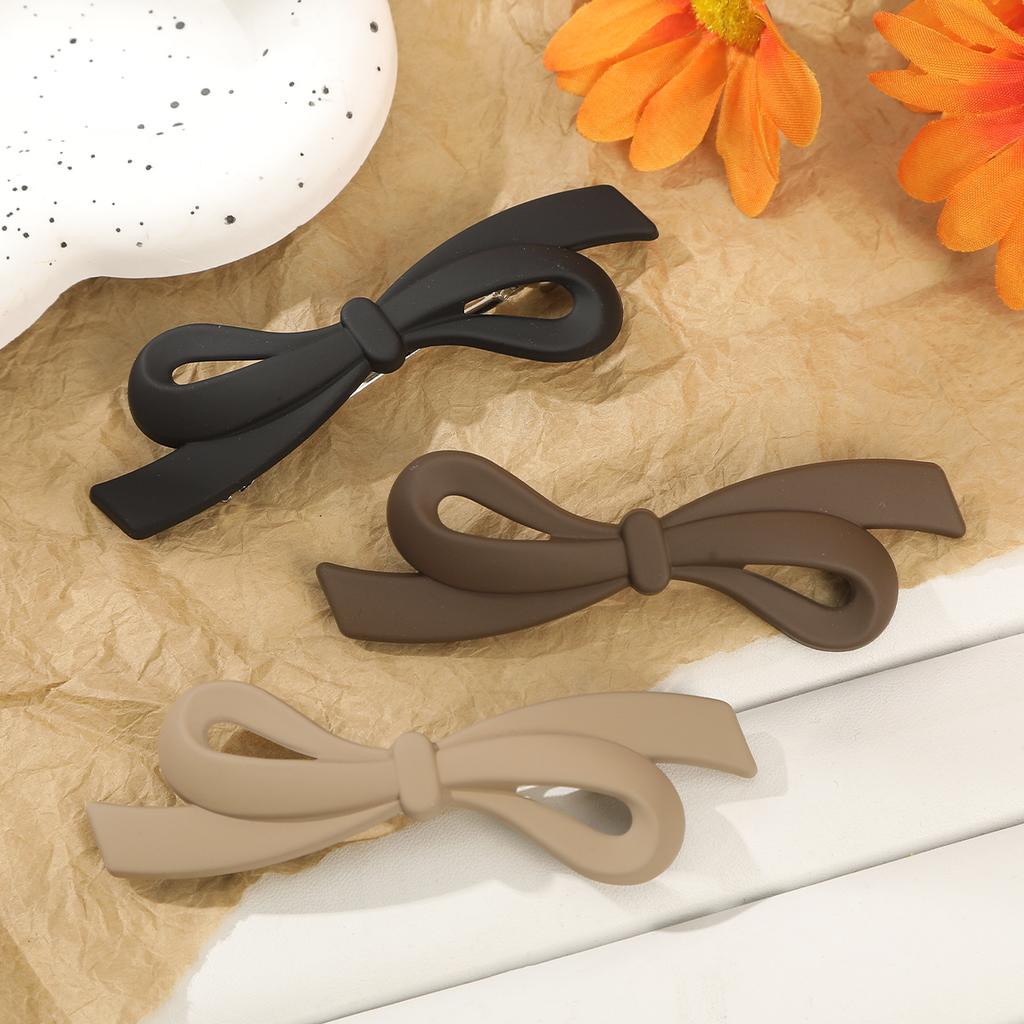AWAYTR Frosted Bowknot Duckbill Hairpin Acrylic Hair Clips Valentine Headwear Girl Hair Accessories Festival Gift