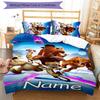 Juego de Ropa de Cama con Nombre Personalizado de Dibujos Animados Ice Age: El Origen de los Dinosaurios, Cierre de Funda Nórdica, Incluye 1 Funda Nórdica y 2 Fundas de Almohada para Todas las Estaciones, Dormitorio