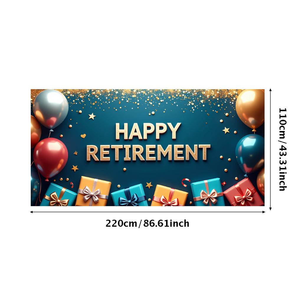Happy Retirement Banner Balloons Retirement Theme Party Celebration Decoration Backdrop Photography Background Prop Wall Poster