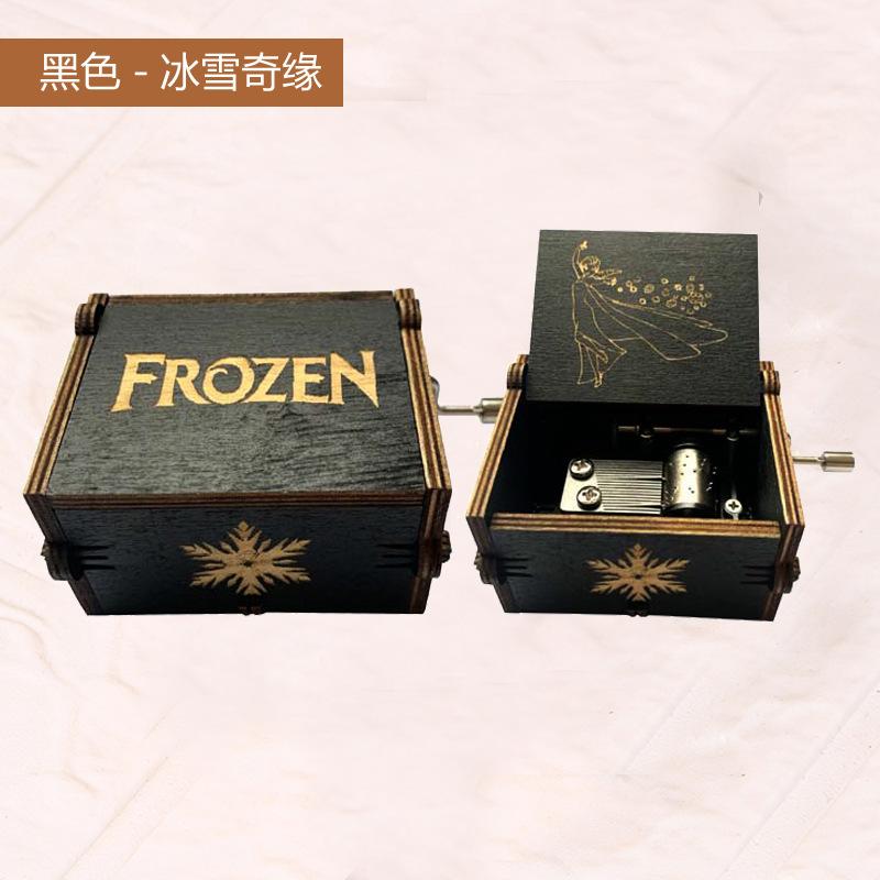 New Arrival Custom Mini Hand Crank Laser Engraved Hand Crank Wooden Music Box (as the picture,One Size)
