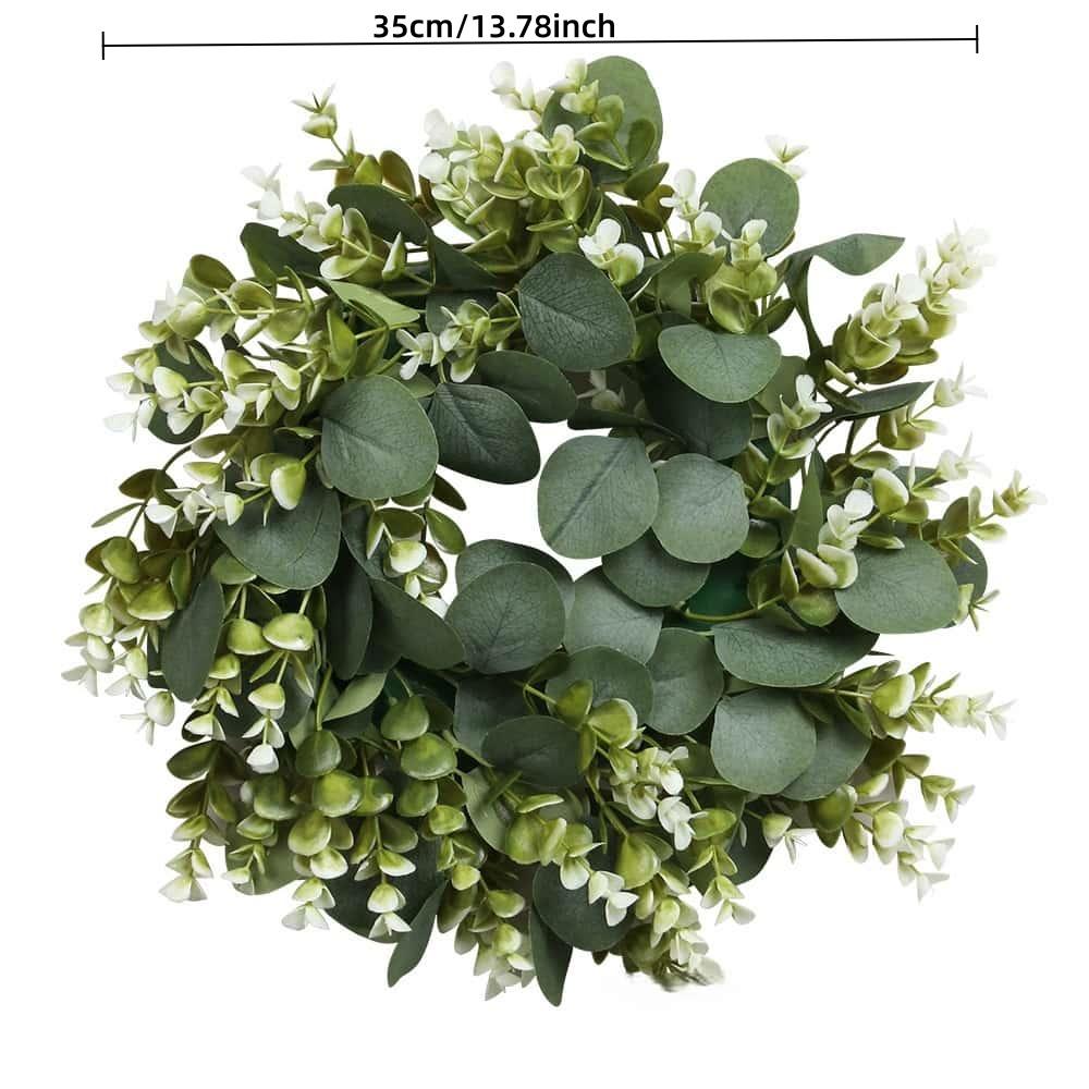 

1pc Realistic Artificial Eucalyptus Garland Green Leaf Hanging Wreath for Home Office Wedding Party Indoor Outdoor Home Decor
