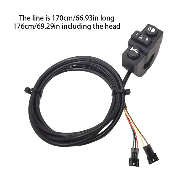 Electric Bike Switches With LED Headlights Horn And Speed Control Scooter Switches 3 Speed Controller Extended Power Cord