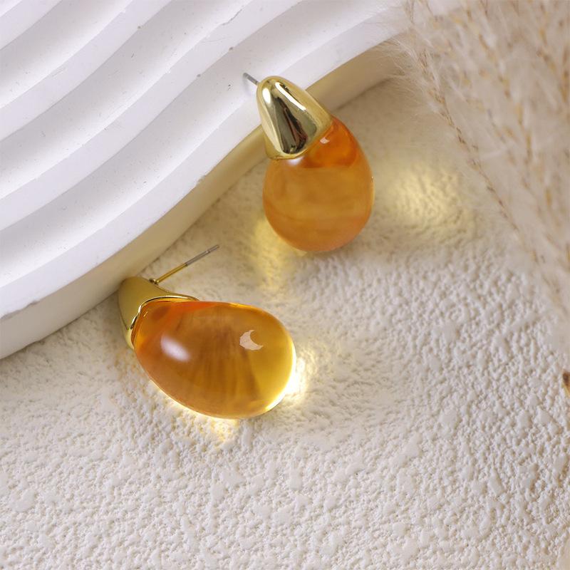 Korean Transparent Water Drop Earrings For Women Elegant Colorful Teardrop Stud Earrings Fashion Ear Jewelry Brincos Party Gifts