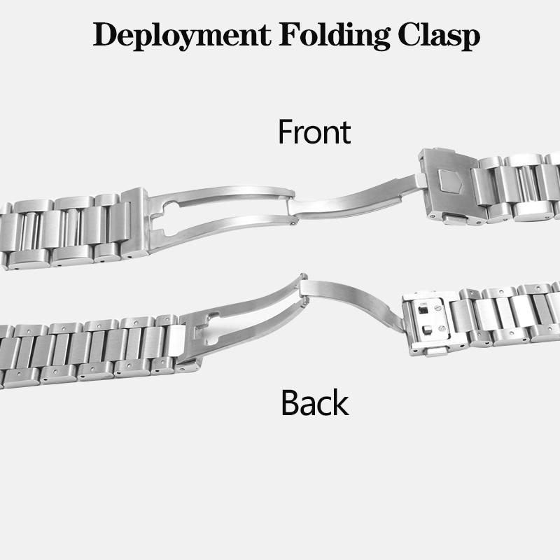 ONENew 22mm 24mm Solid Stainless Steel Watchband Bracelets Silver Black Curved End Link for TAG heuer Cal-era Watch Band Men StrapsMN