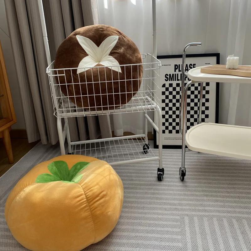 Thickened Cushion with Tomato-Shaped Pillow Vegetable Mushroom Persimmon Round Cushion Pad for Window Seat Pillows for Bedroom