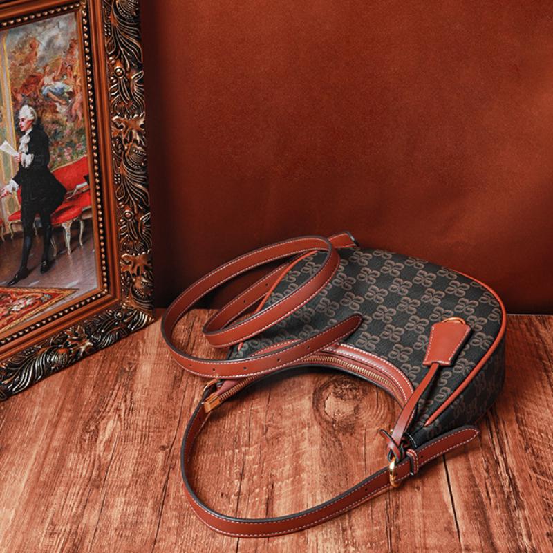 Classic Print Shoulder Crossbody Bags Casual PU Leather Hobo Underarm Bags Luxury Women's Clutch Bags Fashion Female Handbags