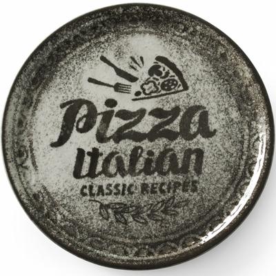 Recipe Collection Black Porcelain Pizza Plate, Diameter 31 Cm, Set of 6