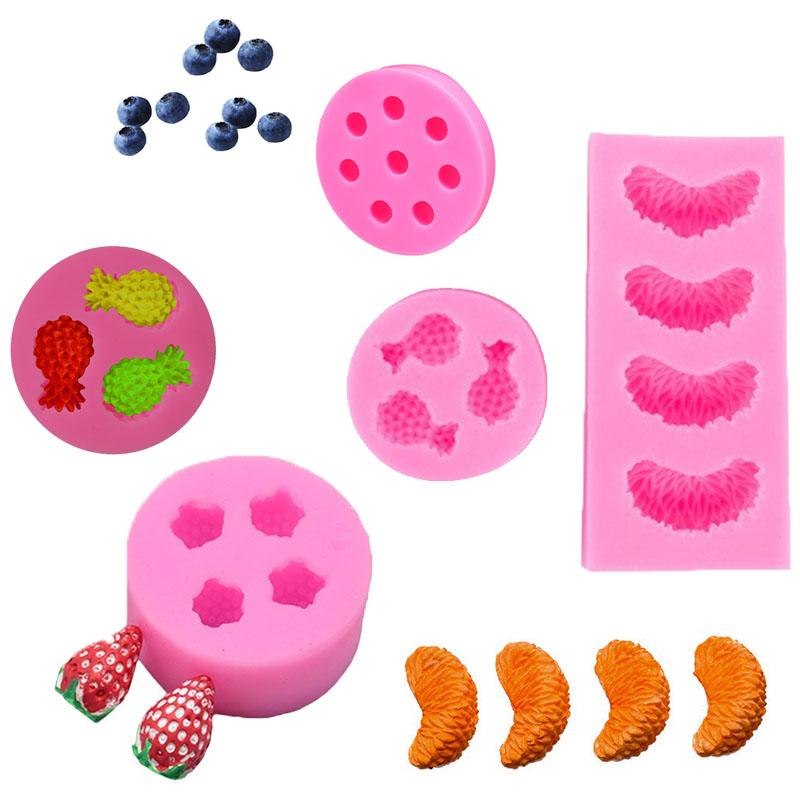 Silicone Fruit Molds Set for Cake Decorating 3D Strawberry Pineapple Raspberry Chocolate Molds Candy Jelly Gummies Soap Mold