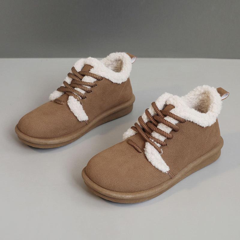 

BN5803 new 2025 autumn and winter women s shoes solid color warm cotton shoes velvet simple student platform casual height increase 35