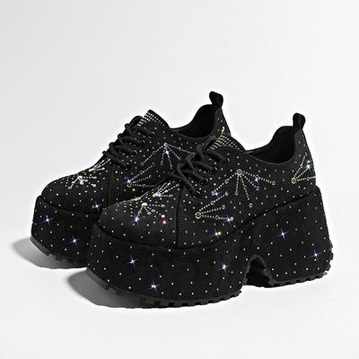 Designer Herbst Frühling Leder Frauen Schuhe Neue Stil 10CM Plattform Schuhe Plattformen Turnschuhe Flut Glanz Bling Strass Schuhe