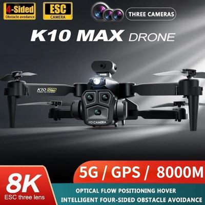 K10 Max 8000M 8K Drone GPS Profesjonalna potrójna kamera Szeroki kąt Optyczne pozycjonowanie przepływu Czterokierunkowe unikanie przeszkód RC Quadcopter Drone