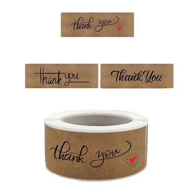 120pcs Rectangular 7.62*2.54cm "Thank You " Kraft Paper Seal Sticker Adhesive Seal Labels Birthday Wedding Flower Decoration