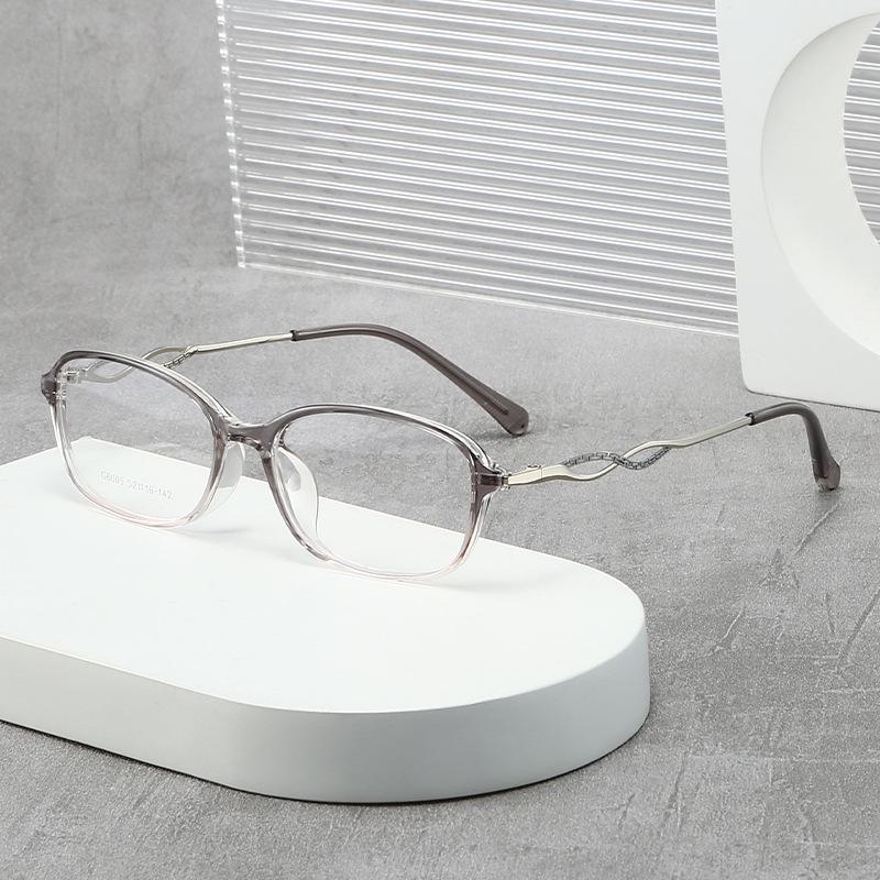 Intelligent Gentle Lady TR Glasses Frame - Ultra-Light, Natural Look with Hollow Temple Design and Prescription Lenses