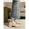 Pink French Thick Heel Mary Jane Shoes Women'S New Summer Shallow Mouth Retro Ballet Round Head Single Shoes