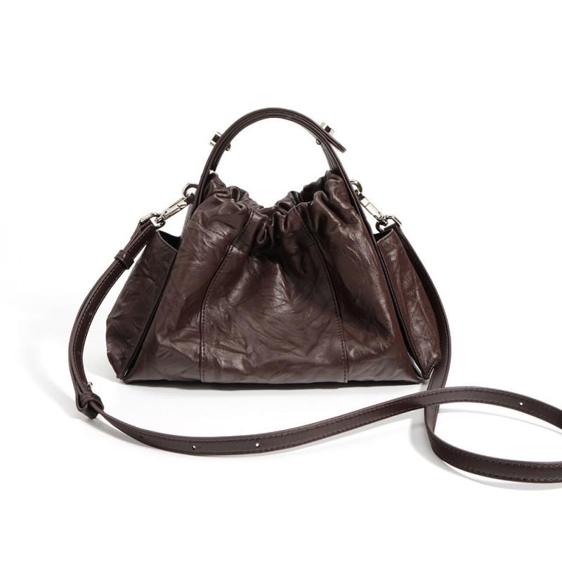 Small Niche Design Hand Grip Pattern Cowhide Handbag Classic Versatile Women's Crossbody Bag Fashionable Retro Shoulder