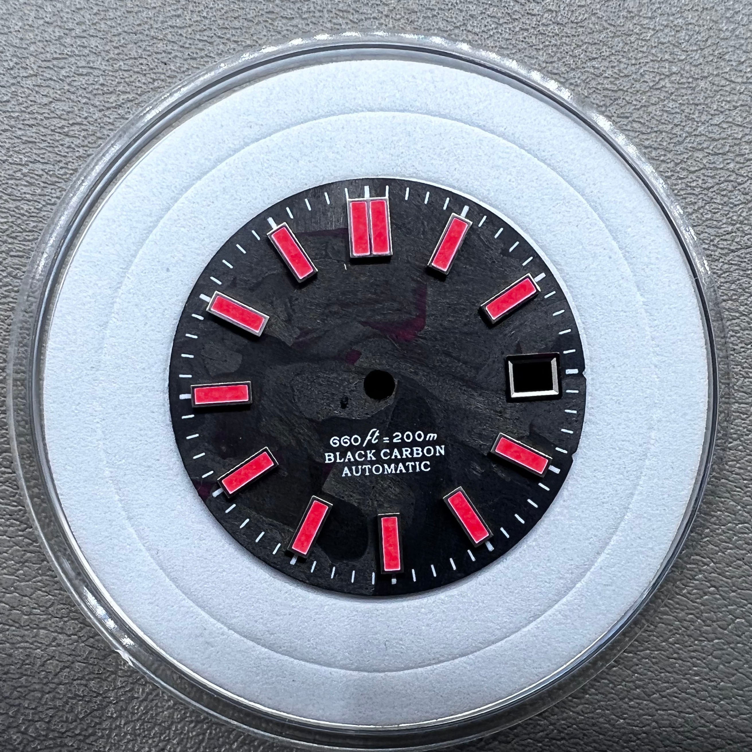 Red Painted Nail C9 Lume 28.5mm Watch Dial Carbon Fiber Black for NH34 NH35