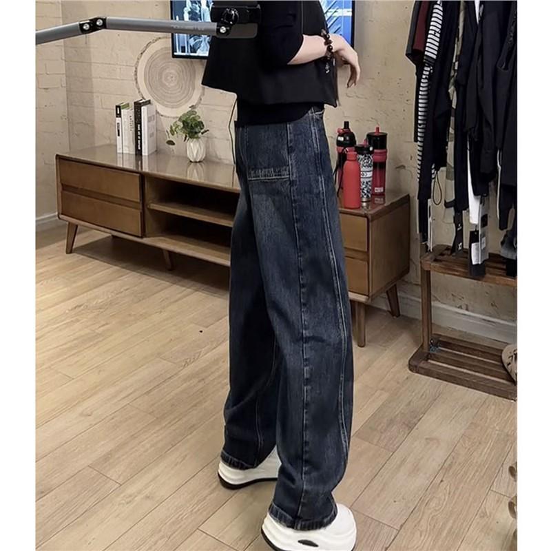 

Women s Plus Size Retro Washed Straight-Leg Jeans - Spring Loose-Fit, Flaw Concealing, Slimming Wide-Leg Design for Pear Shapes 3XL